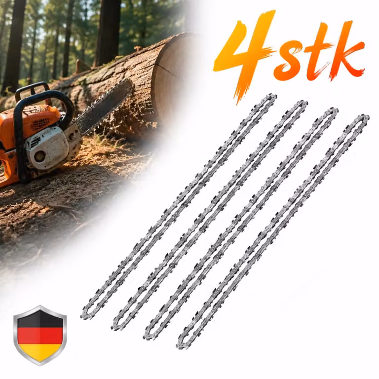 4 catene per motosega, compatibili con Husqvarna 135 Mark II, lunghezza 35 cm, passo 3/8 LP, spessore 1,3 mm, 52 maglie, catena a mezzalama