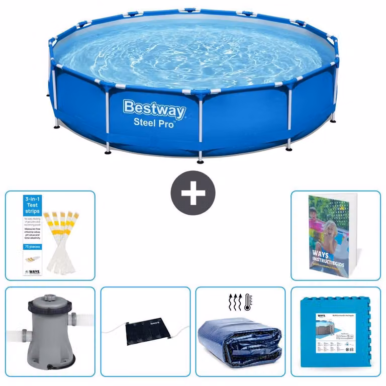 Bestway Steel Pro, piscina in acciaio, rotonda - 366x76 cm - composta da 5 parti, modello S340