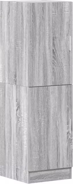 Mobile da cucina e soggiorno moderno HELLOSHOP26 in legno composito grigio con ante a battente, L/P/H: 38 x 41,5 x 131,5 cm – 1