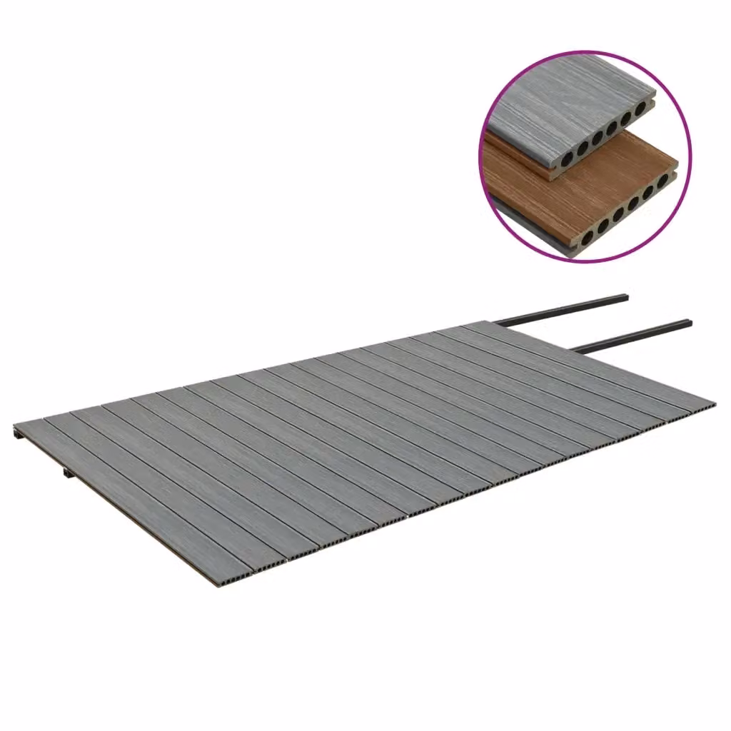 Set di listoni per decking in WPC con accessori vidaXL, marrone e grigio, 36 m² – 2