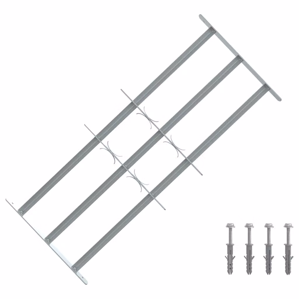 Grate per Finestre Regolabili vidaXL in Acciaio Inox Argento con 3 Barre Trasversali, Larghezza: 700-1050 mm