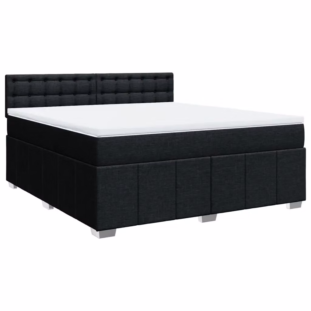 Letto Ibrido vidaXL con Giroletto a Molle e Materasso Nero e Bianco in Tessuto L 180 x P 200 cm – 2