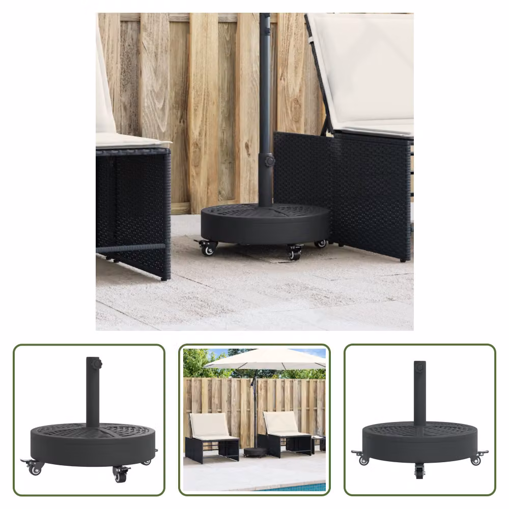 The Living Store Supporto per ombrellone con rotelle per palo Ø38/48 mm 27 kg rotondo