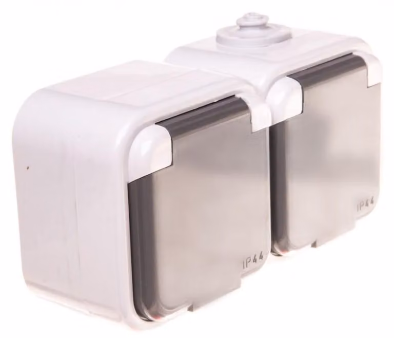 Doppia presa OSPEL con messa a terra IP-44 Grigio GNH-2DZ/30/W