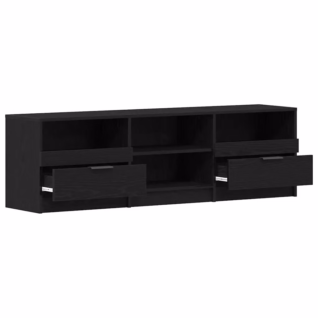 Mobile porta TV moderno HELLOSHOP26 in legno composito nero con vani portaoggetti L: 150 cm, P: 33,5 cm, H: 45 cm – 2