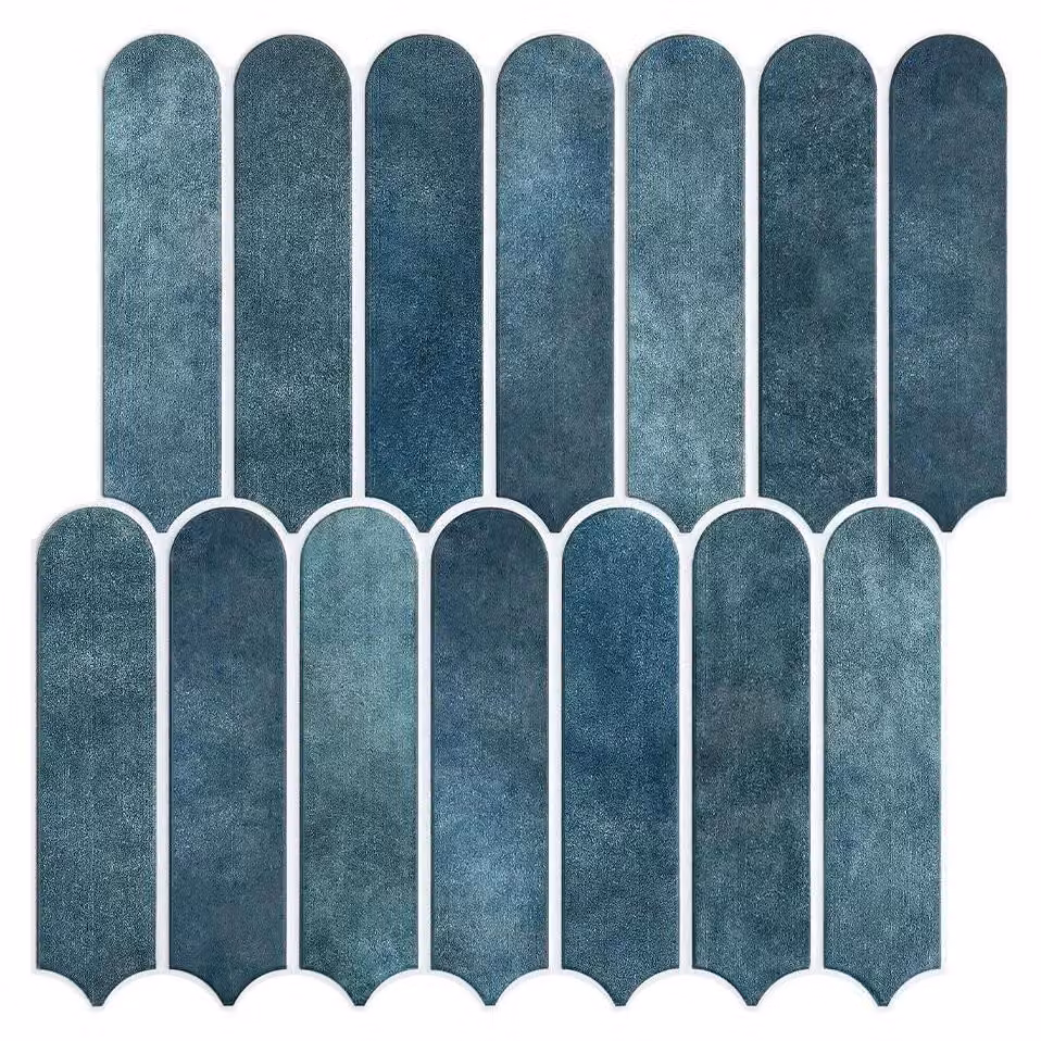 Adesivi decorativi 3D per piastrelle, materiale resistente, facile da applicare, blu, confezione da 10 fogli