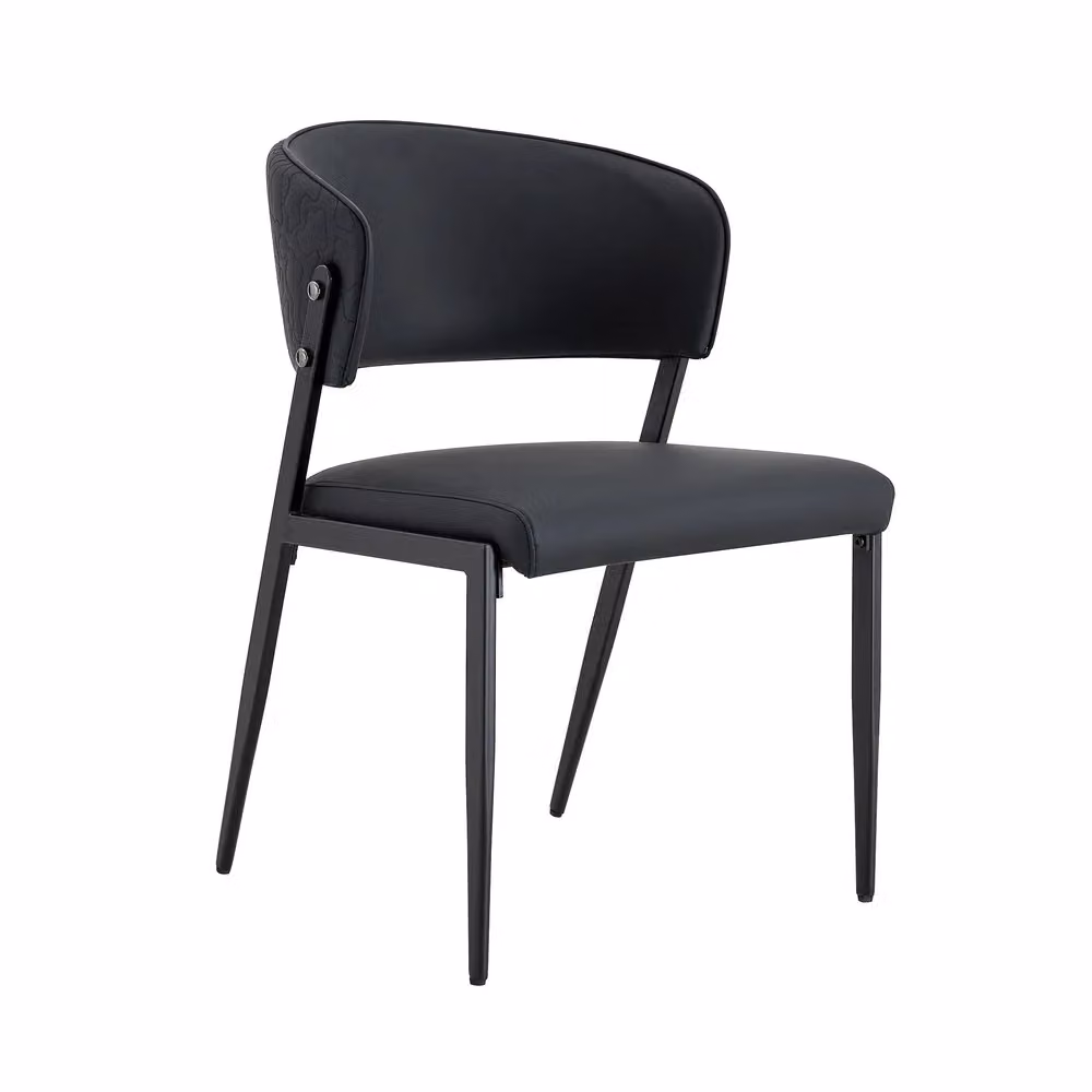 Set di 2 sedie da pranzo Minimal in ecopelle grigia con struttura in metallo e schienale ergonomico – 2