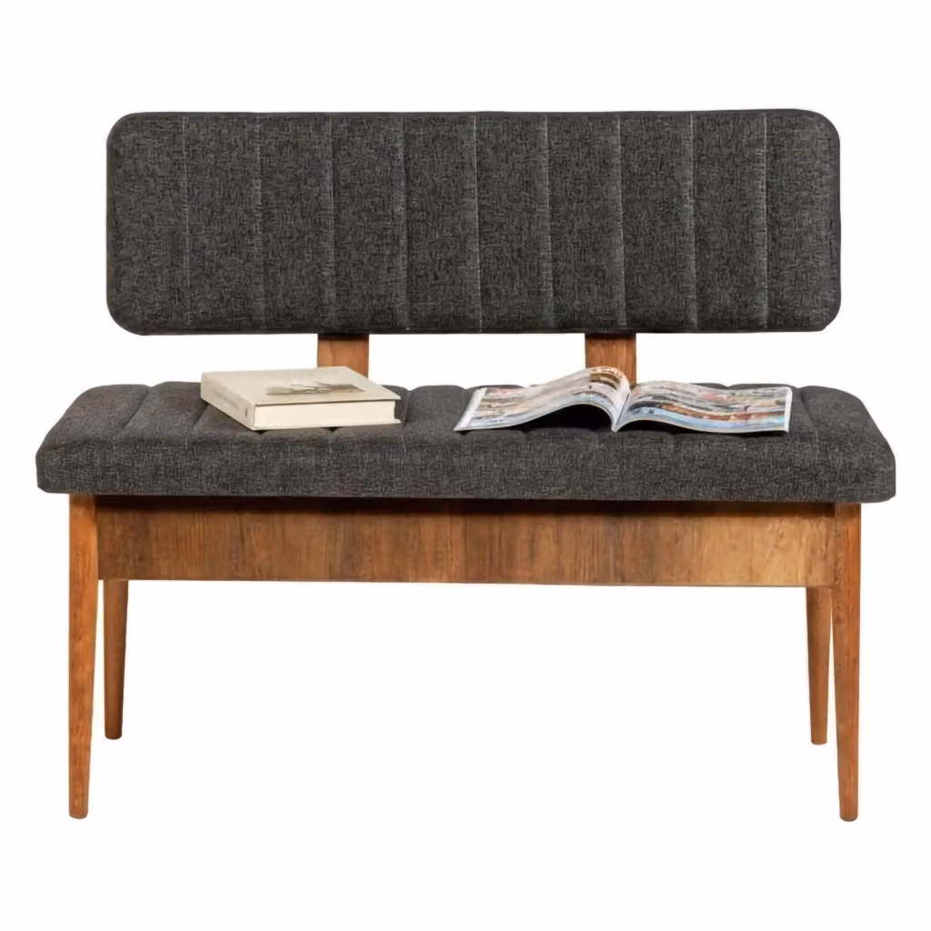 Panca Salento DMORA in legno per sala da pranzo, L 110 x P 40 x H 85 cm, Marrone Noce – 2