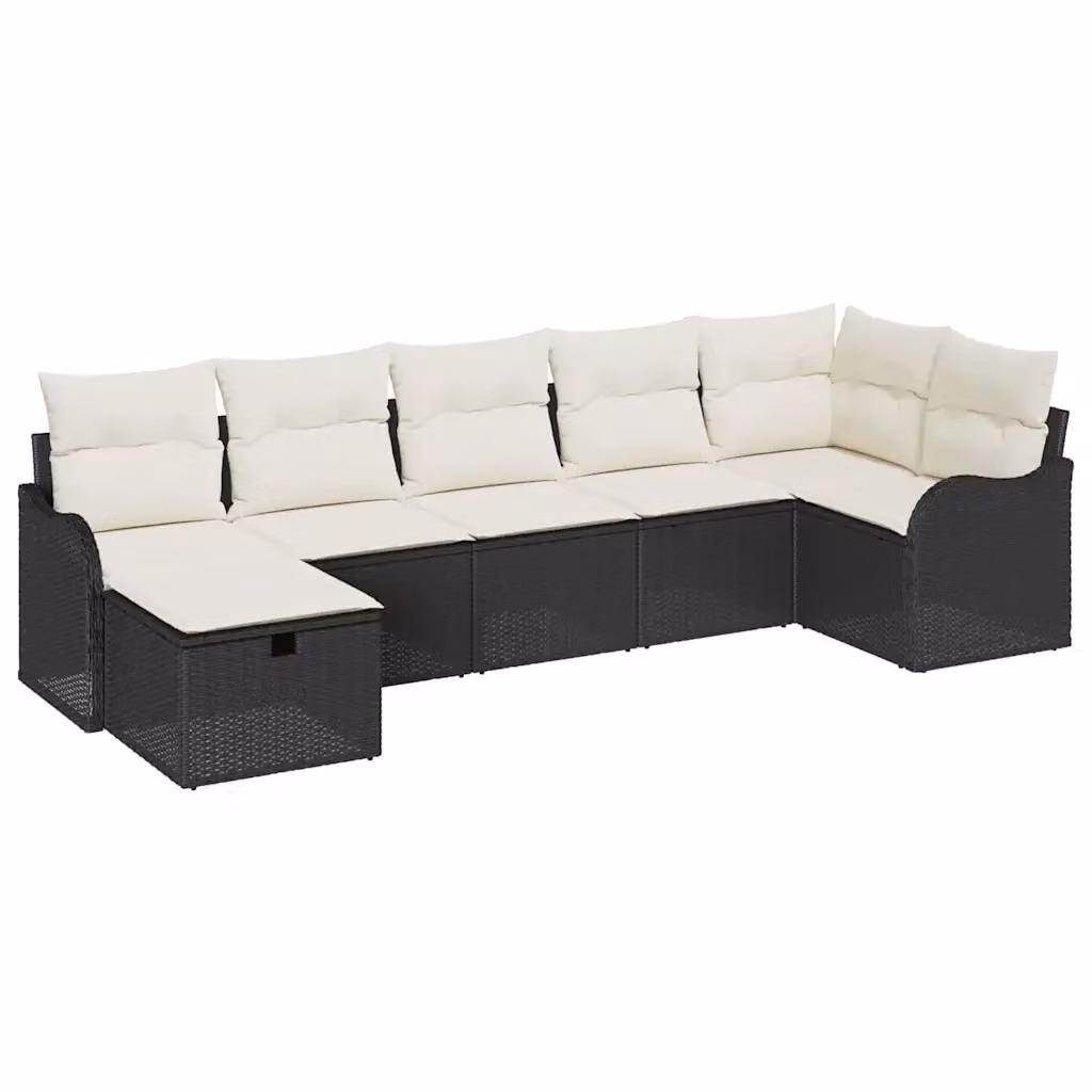 Set Divano da Giardino vidaXL in Poly Rattan con Cuscini, 7 Pezzi, L Shape – 2