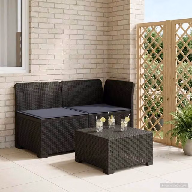 Divano da giardino a 2 posti vidaXL in rattan sintetico con cuscini grigi e antracite per terrazzo o balcone