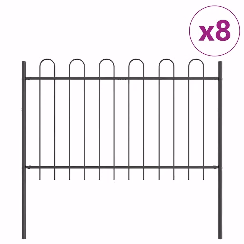 Recinzione per Giardino vidaXL in Acciaio Verniciato a Polvere Grigio L: 13,6 m, H: 0,8 m, 8 Pezzi – 2