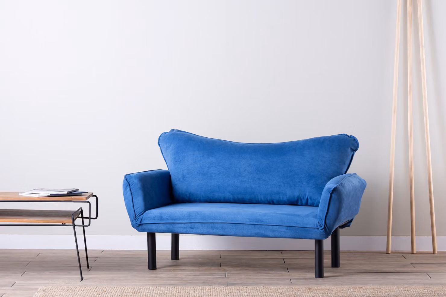 Hanah Home, Chatto - Blue, divano letto, divano letto a 2 posti, blu, cotone, 150 x 75 x 70 x cm