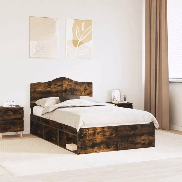 Struttura del letto-Giroletto Rovere fum¨¦ 135 x 190 cm Pino massello 941229