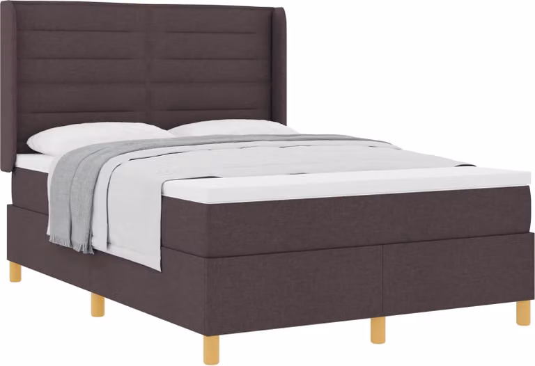 Letto a molle con materasso marrone scuro 160 x 200 cm in tessuto