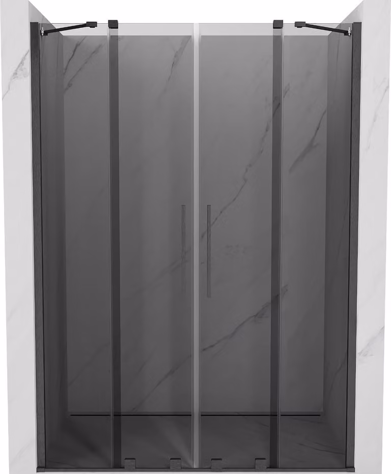 Mexen Velar Duo porta doccia scorrevole 150 cm, grafite, grigio canna di fucile spazzolato - 871-150-000-42-66