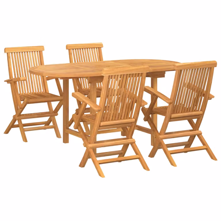 Set da pranzo per giardino e terrazzo vidaXL in legno di teak massiccio marrone composto da 5 pezzi