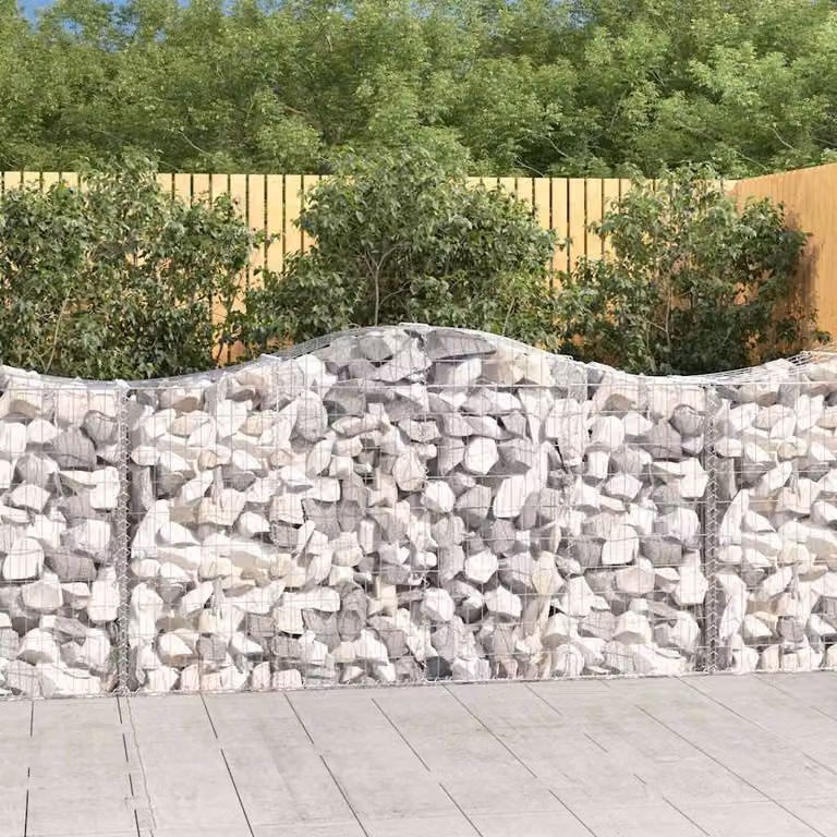 Set di 18 cesti gabbioni ad arco vidaXL in ferro zincato grigio, L: 200 cm, P: 50 cm, H: 100-120 cm