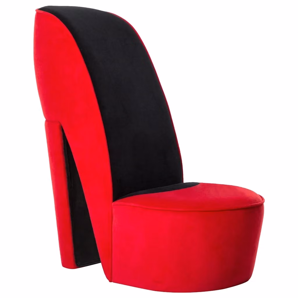 Poltrona a forma di scarpa con tacco alto in velluto vidaXL, colore rosso o nero – 2