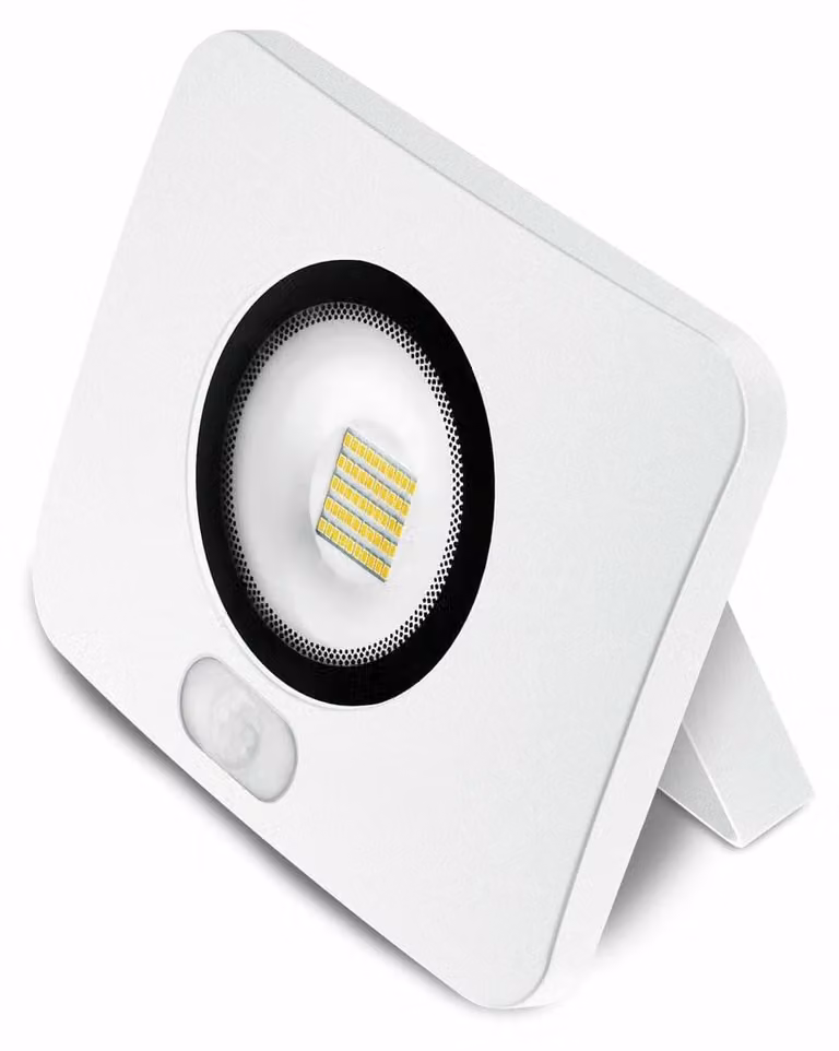 Proiettore LED da 20W con sensore, colore bianco, per uso esterno