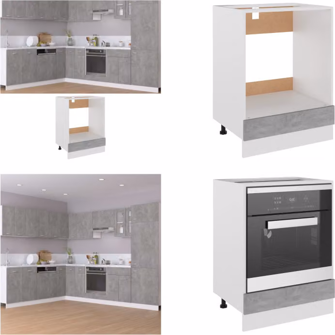 vidaXL Armadio per stufe grigio cemento 60x46x81,5 cm in legno - Armadio per stufe - Armadio per stufe - Armadio per cucina - Armadi per cucina