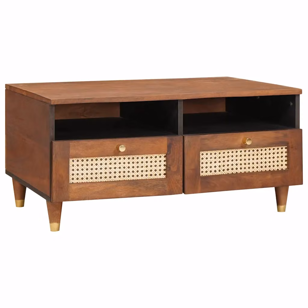 vidaXL Tavolino da salotto moderno in legno di mango massello marrone L: 80 cm, P: 54 cm, H: 40 cm
