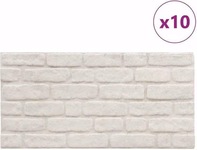 Set di 10 pannelli da parete adesivi in schiuma EPS con design geometrico astratto, colore bianco, CFW3209005, L: 100 cm, H: 50 cm