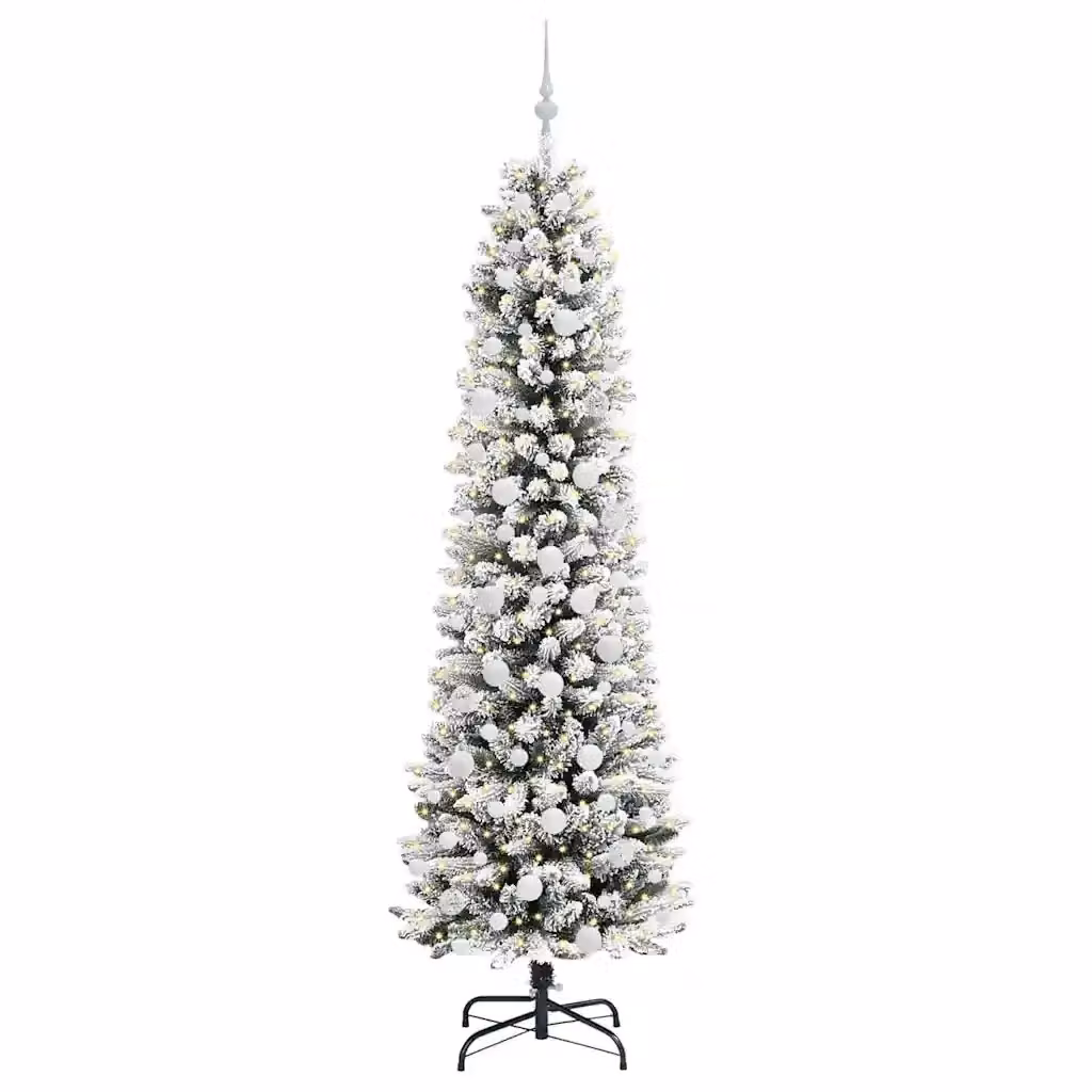 Albero di Natale artificiale moderno vidaXL bianco con 300 LED luce bianca calda, Altezza: 210 cm – 2