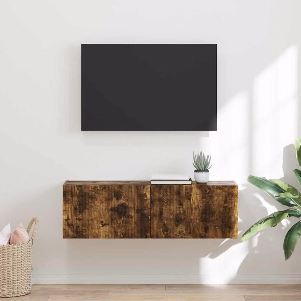 Mobile TV da parete vidaXL in rovere fumé, design moderno per il tuo soggiorno, L 98 x P 31 x H 29,5 cm
