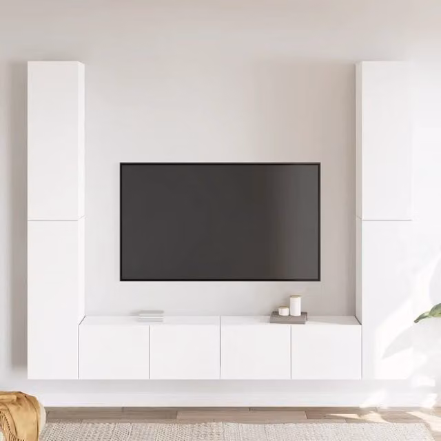 Set Mobili Porta TV 6 pz-Credenza per TV Bianco in Legno Multistrato 669556
