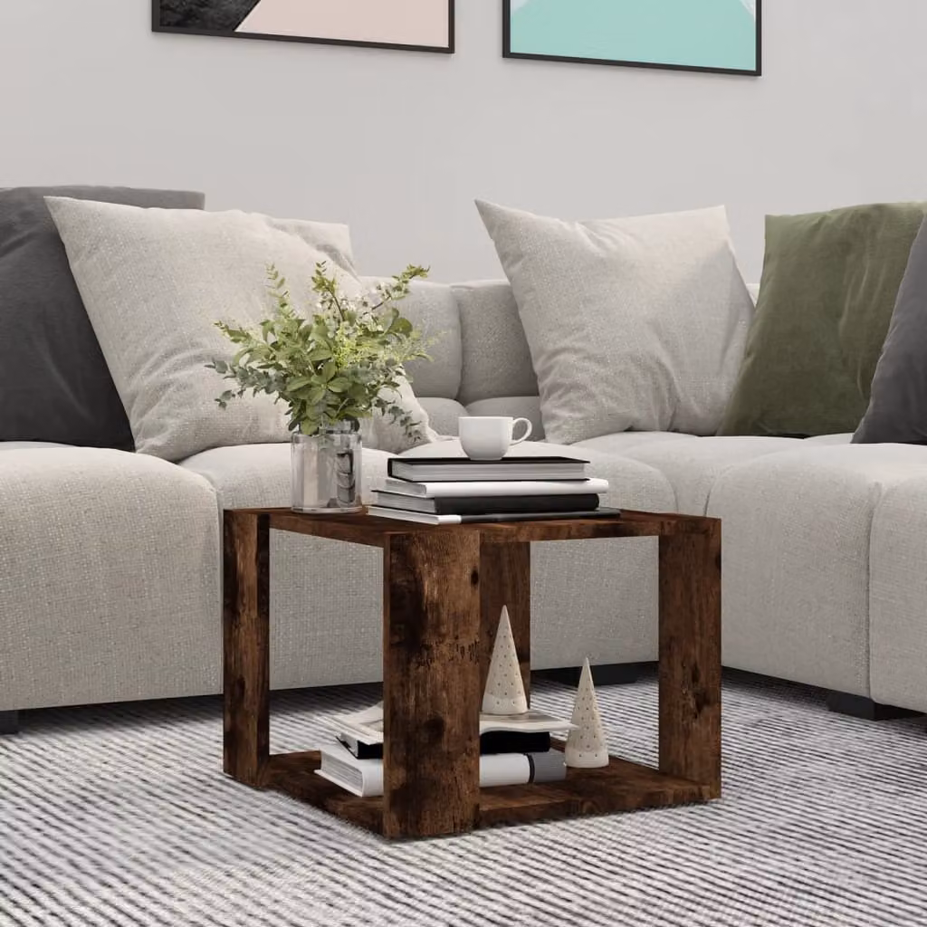 The Living Store tavolino in rovere fumé 40x40x30 cm materiale a base di legno