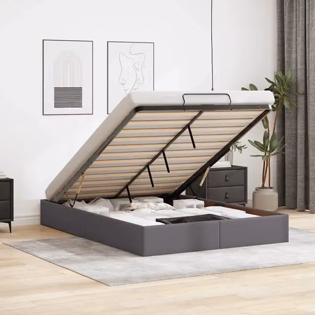 Struttura Letto Pouf senza Materasso 140x200 cm Similpelle 3310807