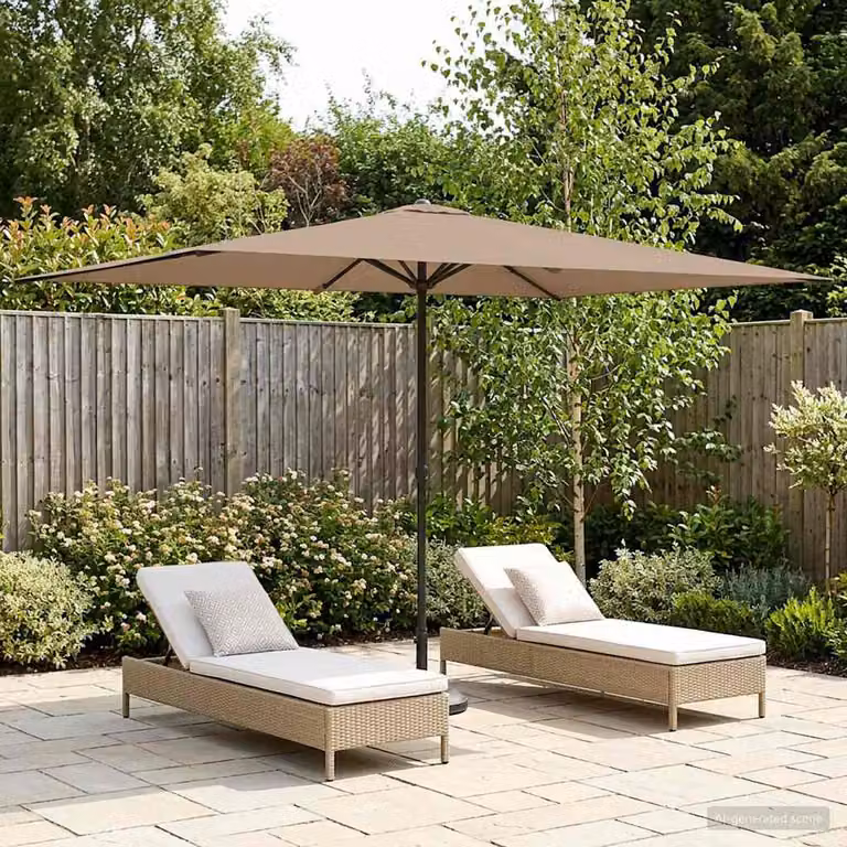 vidaXL Ombrello da giardino rettangolare in poliestere e acciaio, colore tortora, L 3 m x P 2 m x H 2,23 m