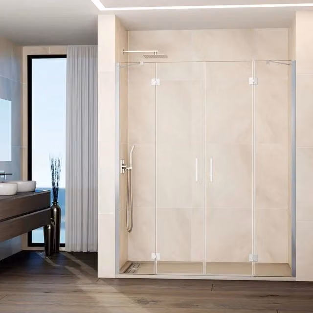Box doccia rettangolare DUCHA GLASS 2 con 2 fissi e 2 porte battenti, cromo e trasparente, L: 192.5 cm