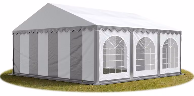 TOOLPORT 5x6 mTendone per feste PREMIUM PVC grigio-bianco 100% impermeabile