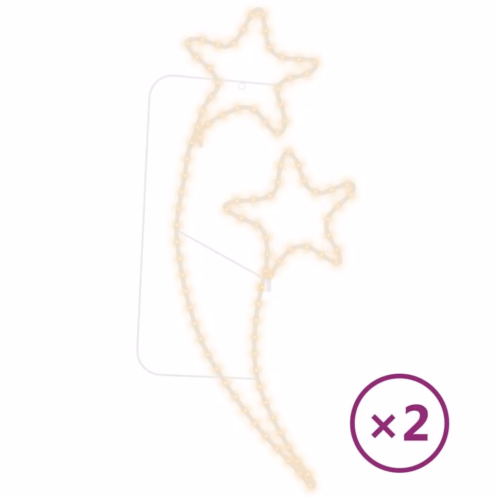 vidaXL Luci di fata 2 pezzi a forma di stella bianco caldo 125,5x53x4,5 cm