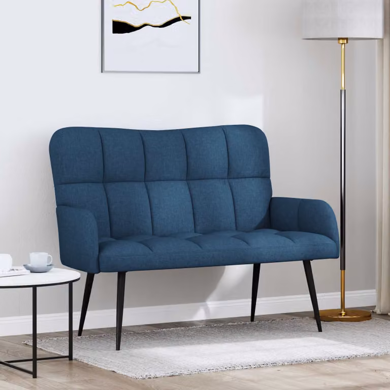 Divano a 2 posti moderno vidaXL in tessuto blu con struttura mista L: 115 cm, P: 61 cm, H: 87 cm