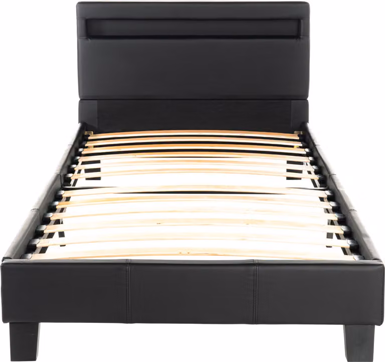 Home Deluxe - Letto LED ASTRO - Nero, 90 x 200 cm - incl. rete a doghe I Letto imbottito Letto di design incl. illuminazione