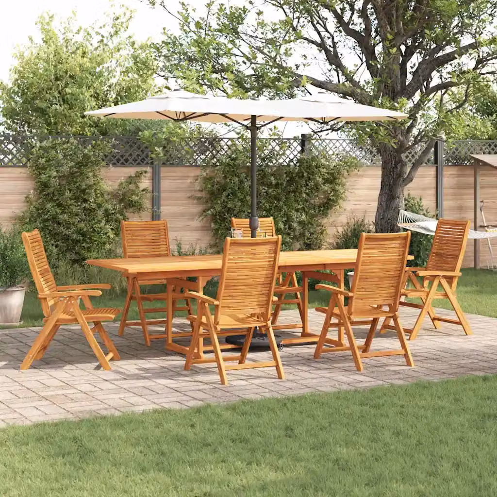 Set da pranzo per giardino e terrazzo vidaXL in legno di acacia marrone, 7 pezzi