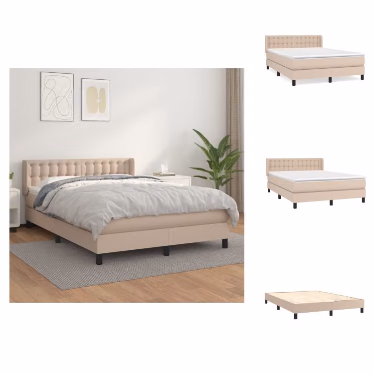 vidaXL Materasso letto a molle cappuccino-marrone 140x200cm in Pelle finta - Letti e strutture letto