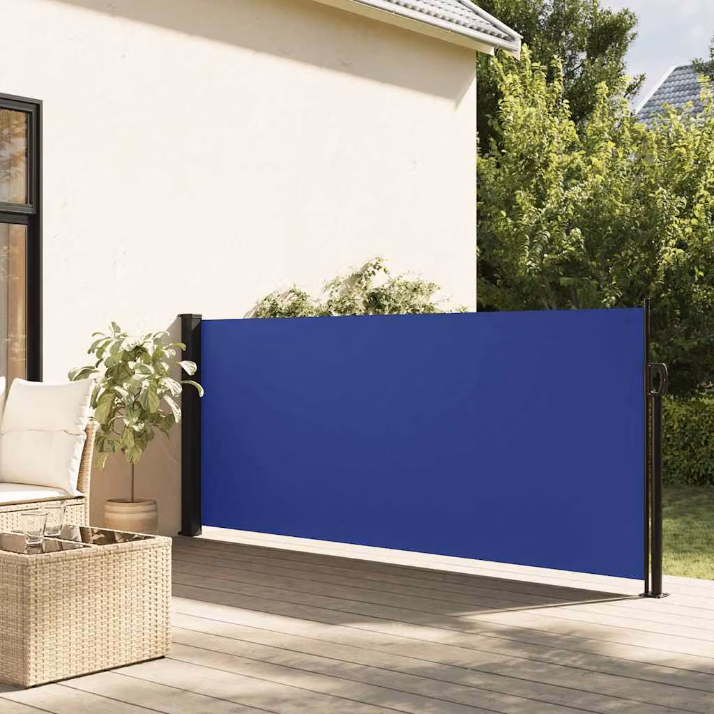 vidaXL Tenda da Sole Laterale Retrattile Blu in Poliestere e Alluminio L: 600 cm, H: 120 cm