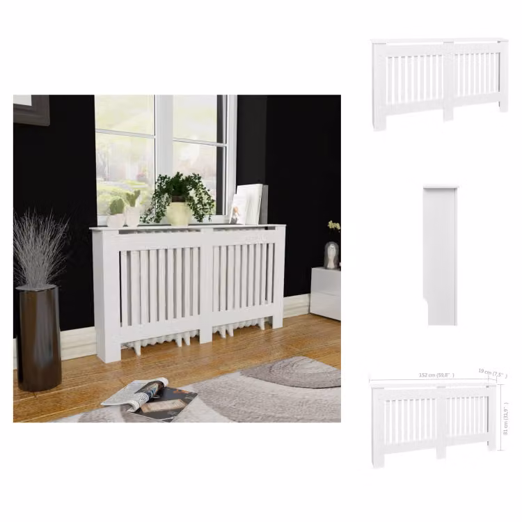 Copriradiatore in MDF Copriradiatore 152 cm, bianco - Accessori per radiatori