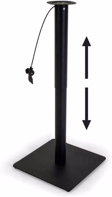 Base tavolo regolabile Massimo Vacchetti in acciaio inossidabile nero opaco, diametro: 45 cm, Altezza: 66/106 cm
