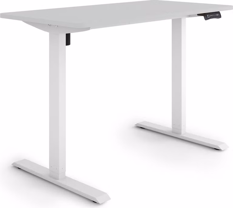 ESMART Germany ETX-121WG 120 x 60 cm Grigio chiaro Scrivania ergonomica sit-stand Regolabile elettricamente in altezza in modo continuo 73,5 - 123,5 cm 3x memoria Promemoria attività Soft-Start/Stop Montaggio rapido