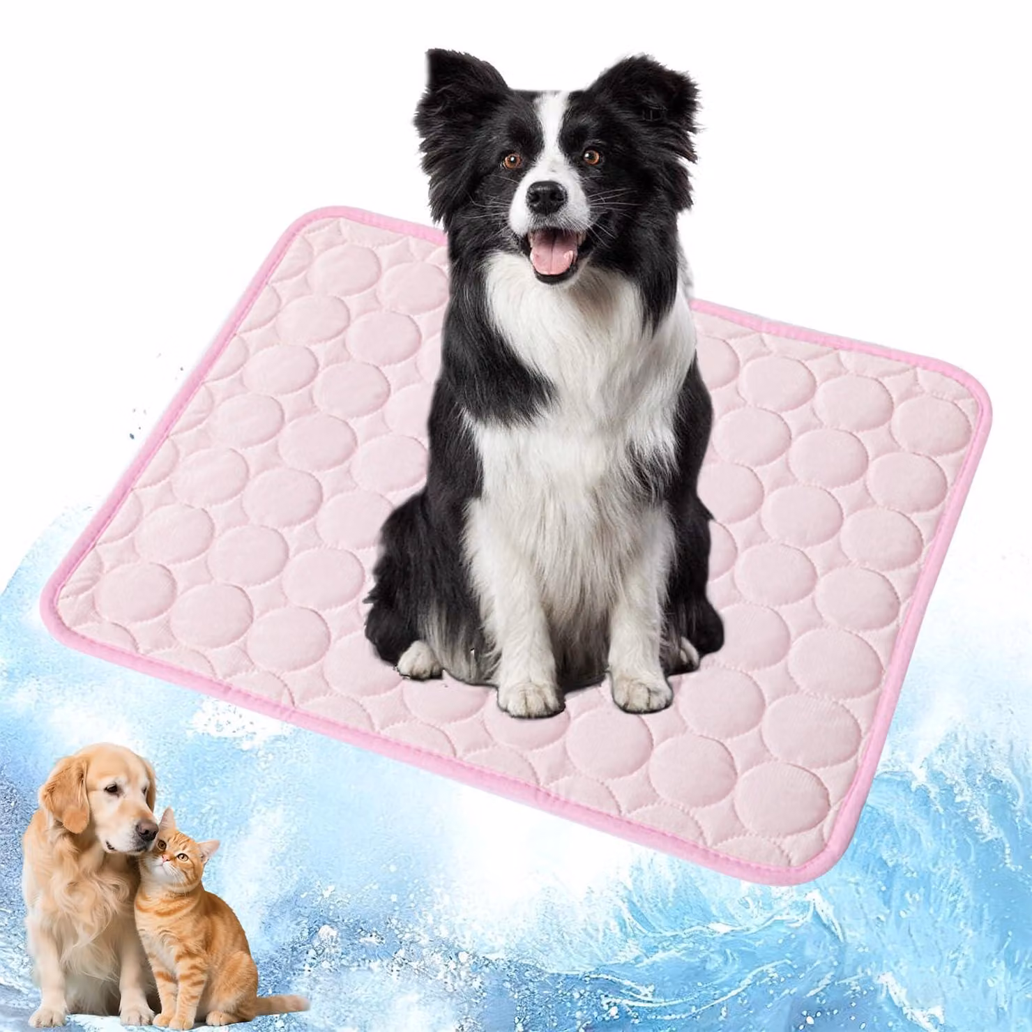 Tappetino refrigerante per animali domestici, 70 x 55 cm. Telo refrigerante per cani e gatti, colore rosa