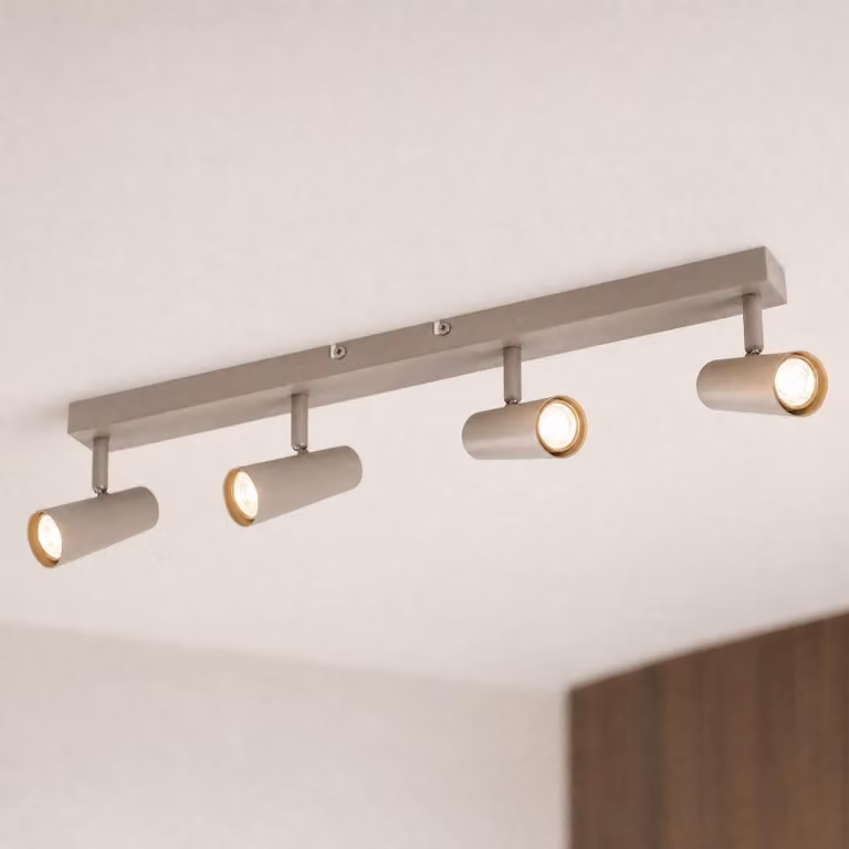 Faretto da soffitto Lindby Iluna, a 4 luci, marrone caffè, GU10 Iluna Lindby, dimmerabile, Marrone / Ruggine, Soggiorno / Sala da pranzo, Metallo, Moderno, Faretto