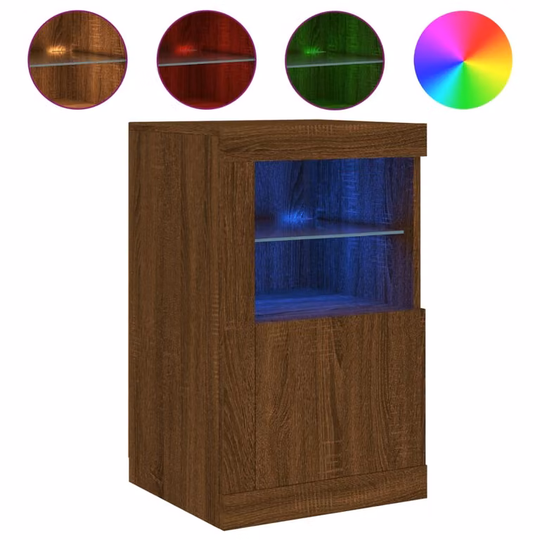 Armadietto con Luci LED Rovere Marrone in Legno Multistrato