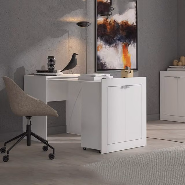 Scrivania DMORA con 2 ripiani, moderna e bianca opaca, L: 72 cm, P: 47 cm, H: 79 cm