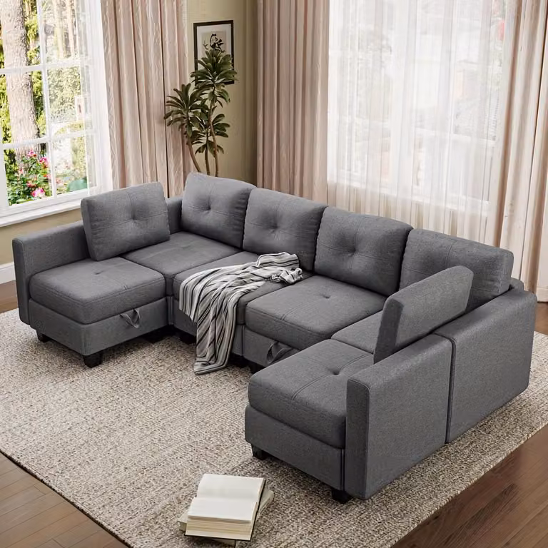 Divano angolare modulare a forma di "U" - Divano componibile - Divano ad angolo a forma di "L" - Divano con spazio contenitivo - Divano letto