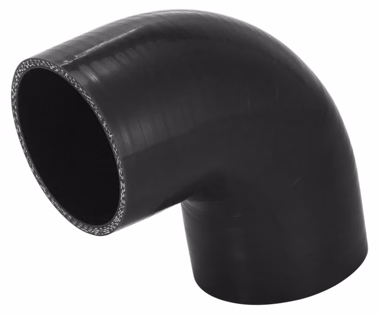 Raccordo a 90 gradi, tubo in silicone, diametro interno 70 mm, colore nero