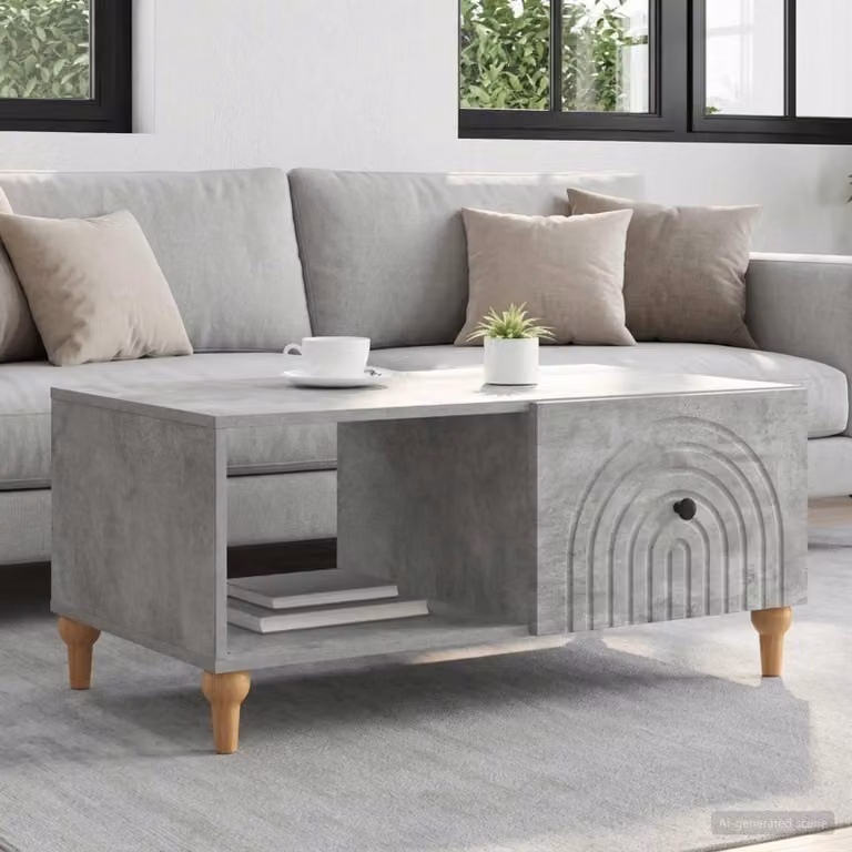 Maison Exclusive - Tavolino grigio cemento 90 x 50 x 40 cm in materiale derivato dal legno